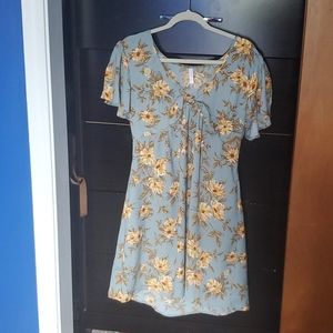 blue floral skater dress